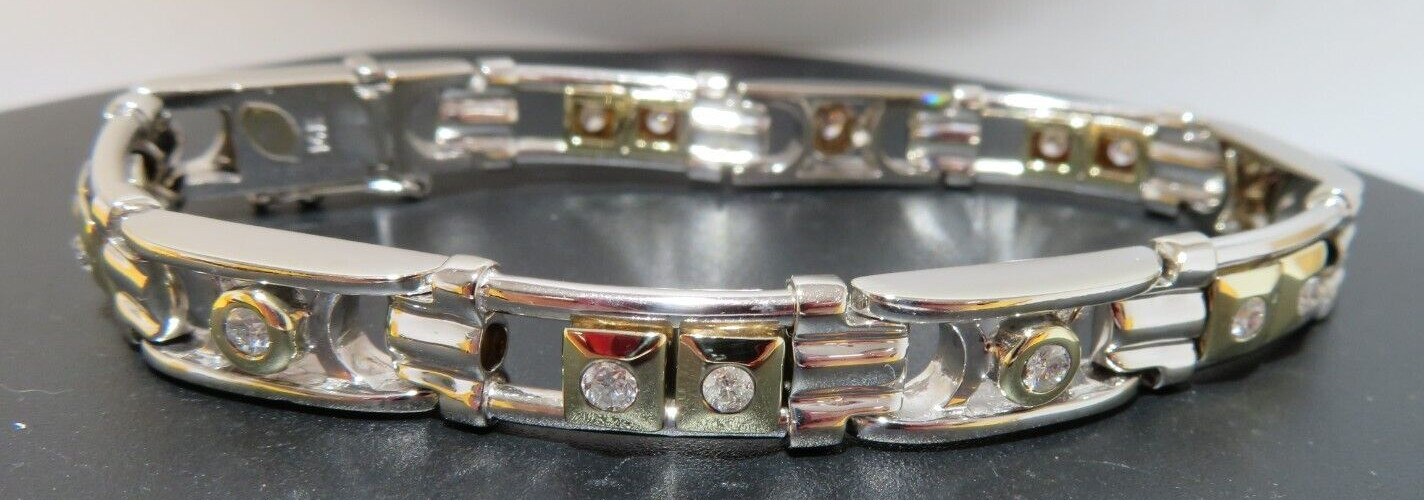 14K 2TONE MEN’S DIAMOND BRACELET 0.90 tcw 8″ LONG 9.21 MM WIDE 42.13gr (AI-2285)