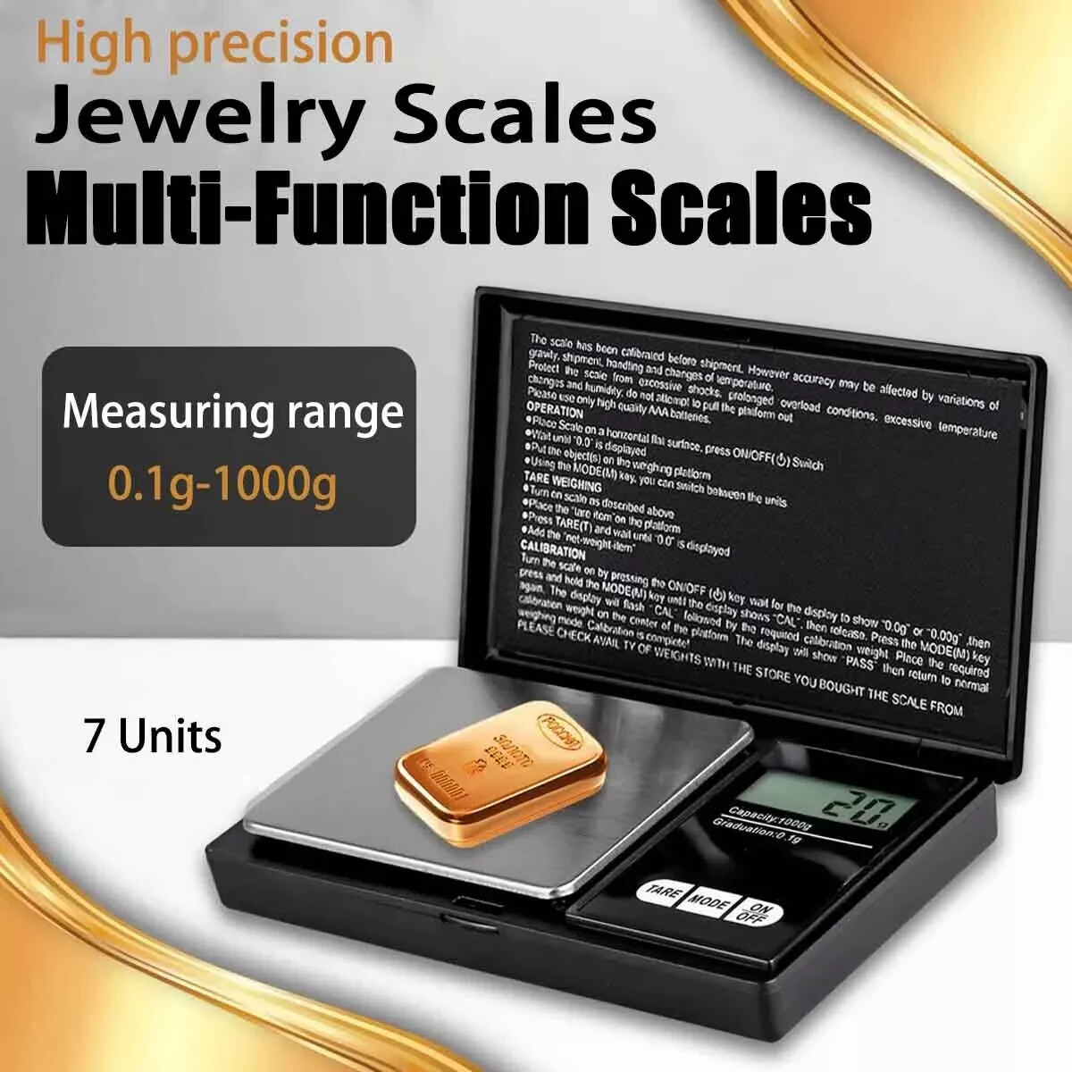 Pocket 1000g x 0.1g Digital Jewelry Gold Coin Gram Balance Weight Precise Scale