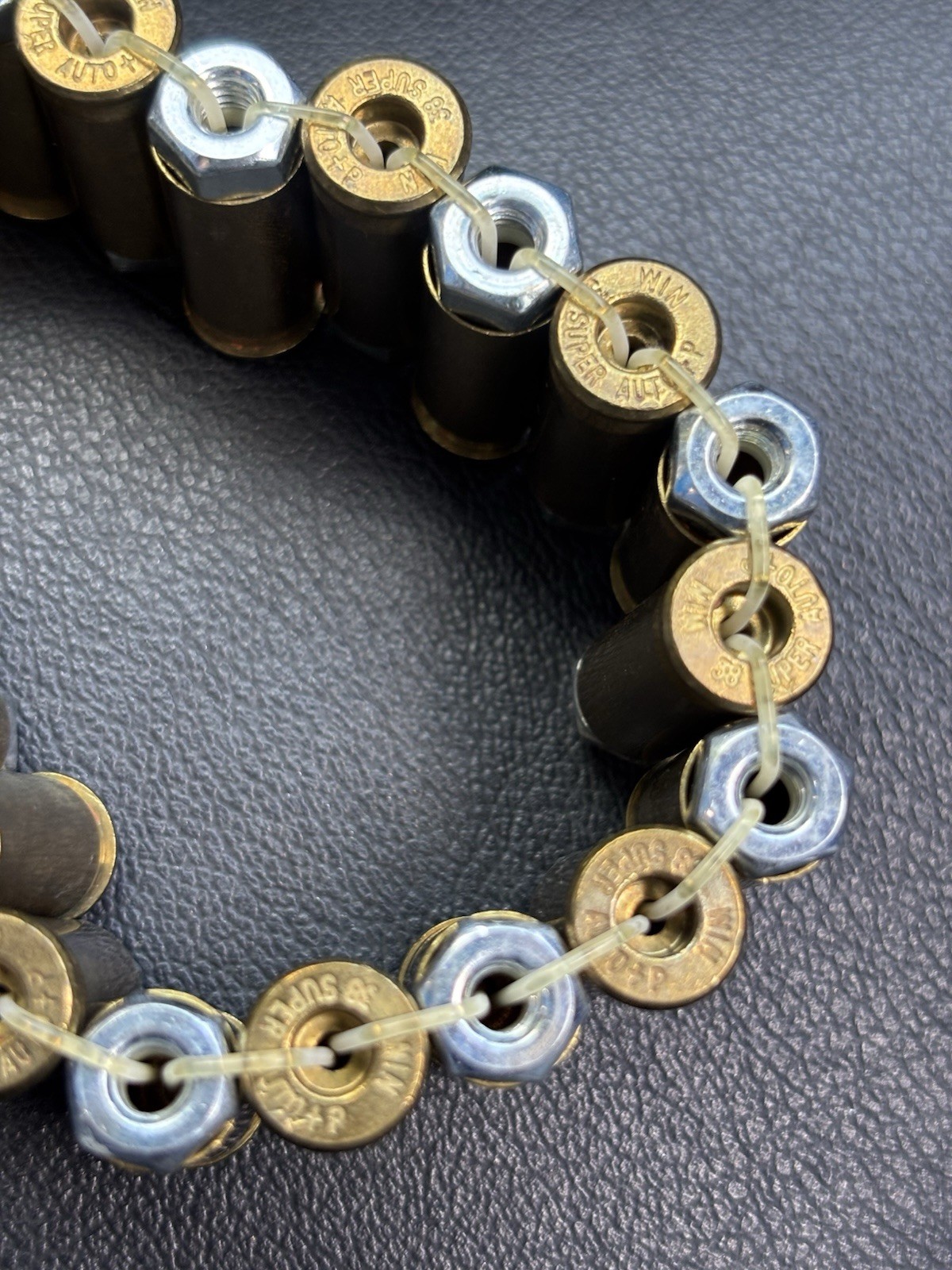 Bullet Theme Brass Cable Chain Bracelet, Stretch Slip-On, Gold/Silver/Black