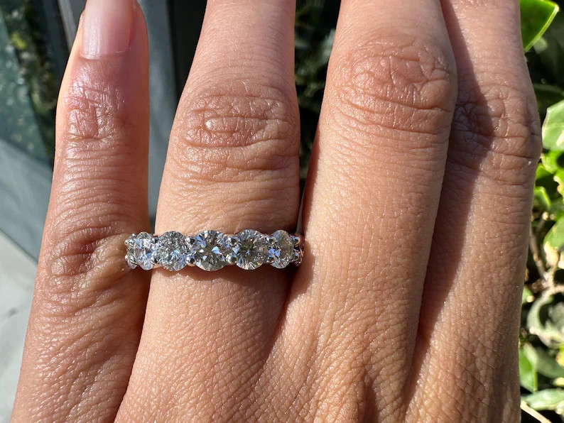 1.20 Ct Lab-Grown Diamond Eternity Wedding Band – 14K White Gold Gift For Her