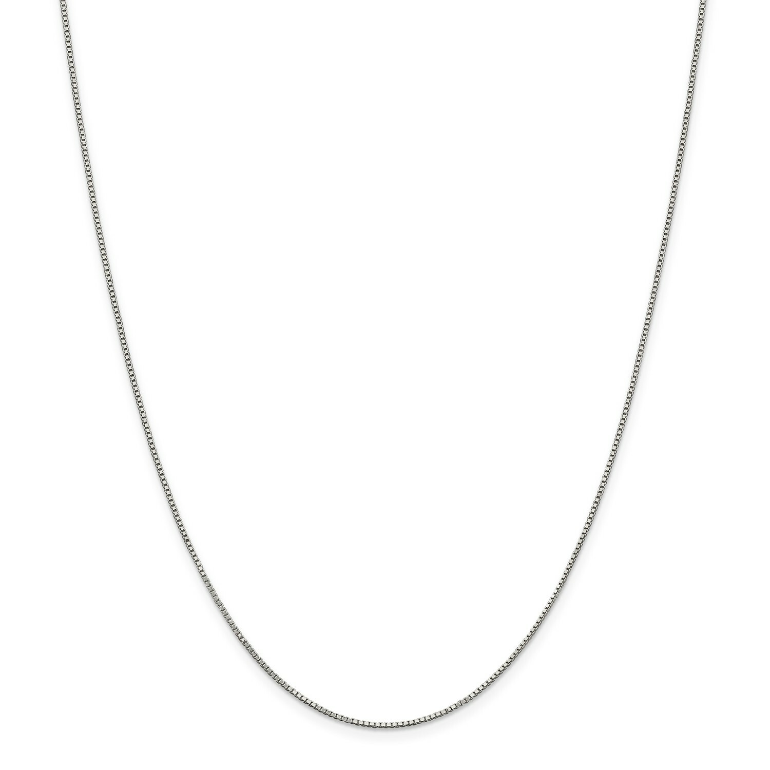 Sterling Silver Solid 0.90mm Plain Box Chain w/ Spring Ring Clasp 16″ – 36″