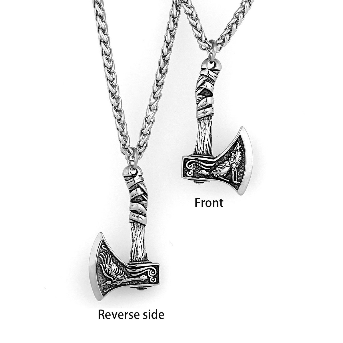 Retro Viking Weapon Pendant Necklace Set 3Pcs Mjolnir Axe Spear
