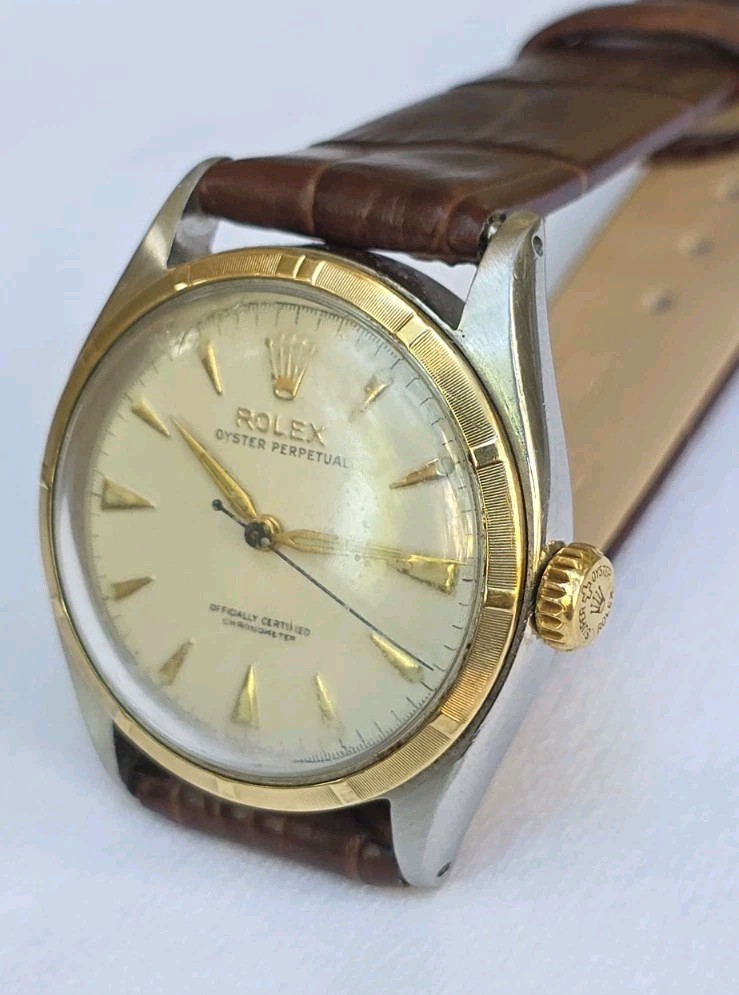 Vintage 1950’s Rolex Oyster Perpetual Ref 6085 Two Tone 34mm Men’s Watch