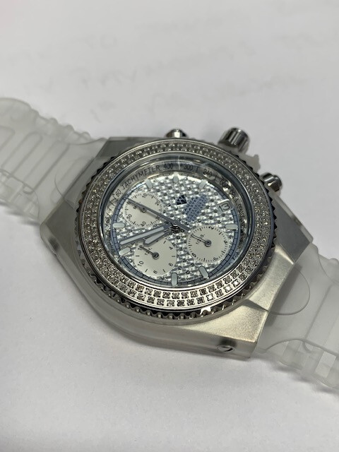 1.0CTW REAL DIAMOND CLEAR JELLY AQUA MASTER WATCH W#13 NEW & BOXED