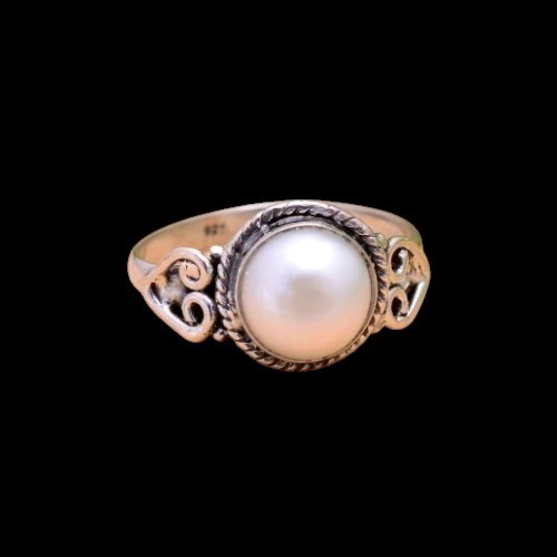 Solid 925 Sterling Silver Natural Freshwater Pearl Ring Jewellery S US 8 VJ-525