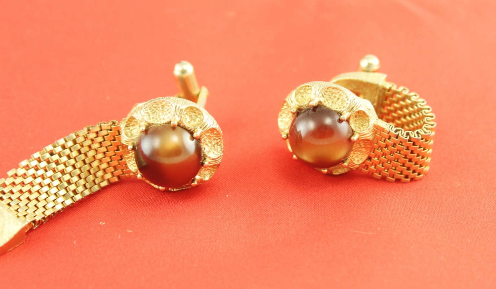 1980s Moonglow Lucite Cab Wrap Around Woven Cufflinks; Charitable Donation