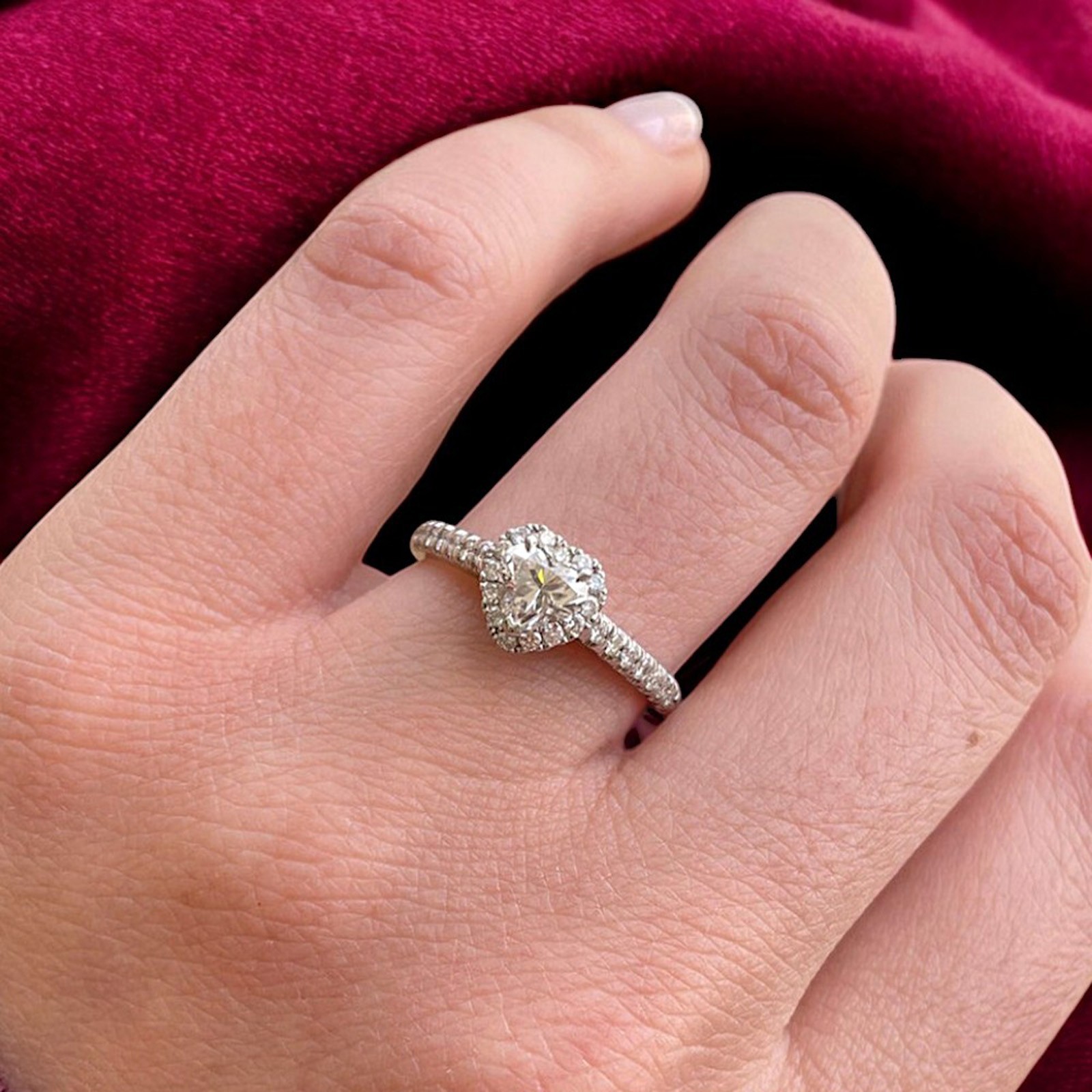 Platinum Engagement Diamond Ring Heart Cut GLI E F VVS2 0.80 Ct Lab Grown
