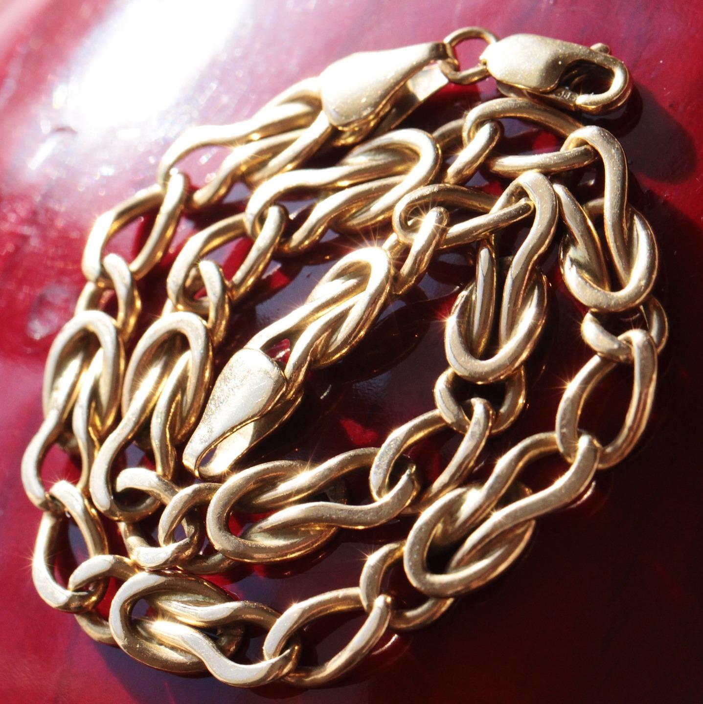 14k yellow gold bracelet Italian 7.62″ diamond cut fancy link chain vintage 7.9g