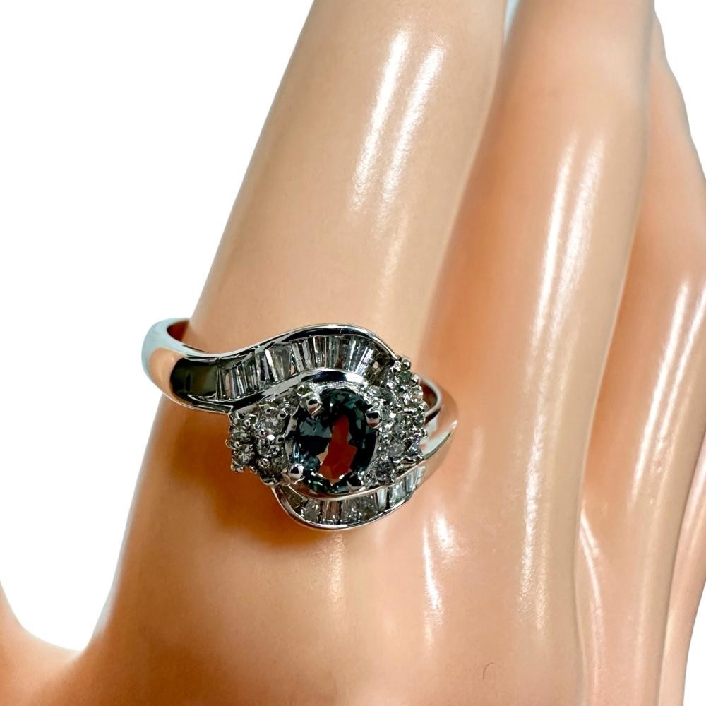 US 7 alexandrite 0.36ct diamond 0.30ct in total Ring Pt900Platinum 4.9g Women