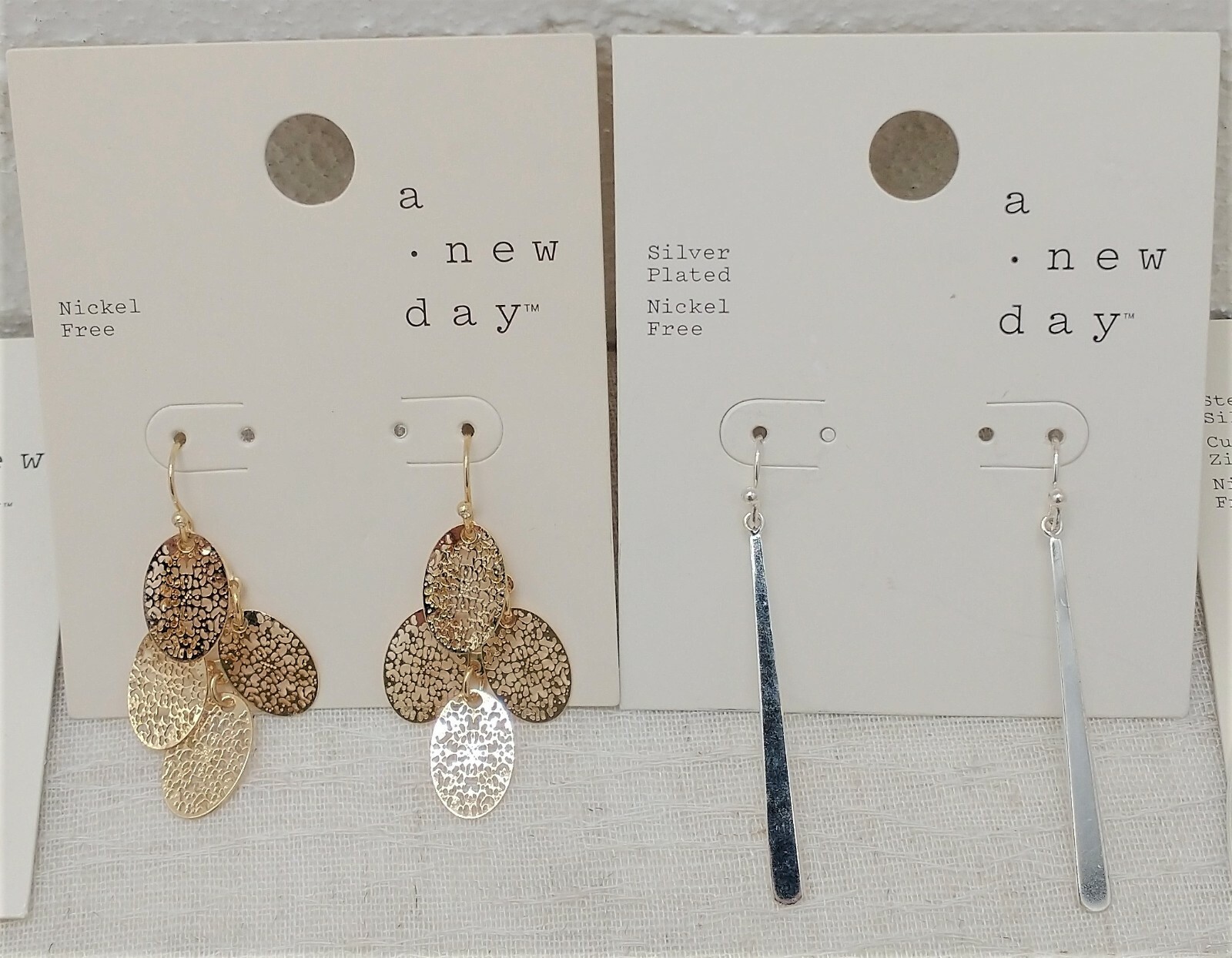 6 Pairs of Earrings gold silver color Pendant Leaf Faux Pearl Hook Nickel Free