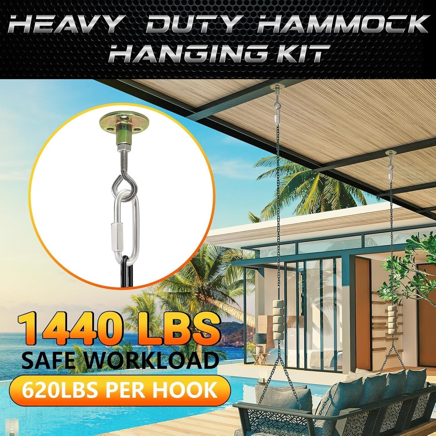 304 Stainless Steel Chain Quick Links Set 6pc Screw Lock Carabiner Heavy Duty