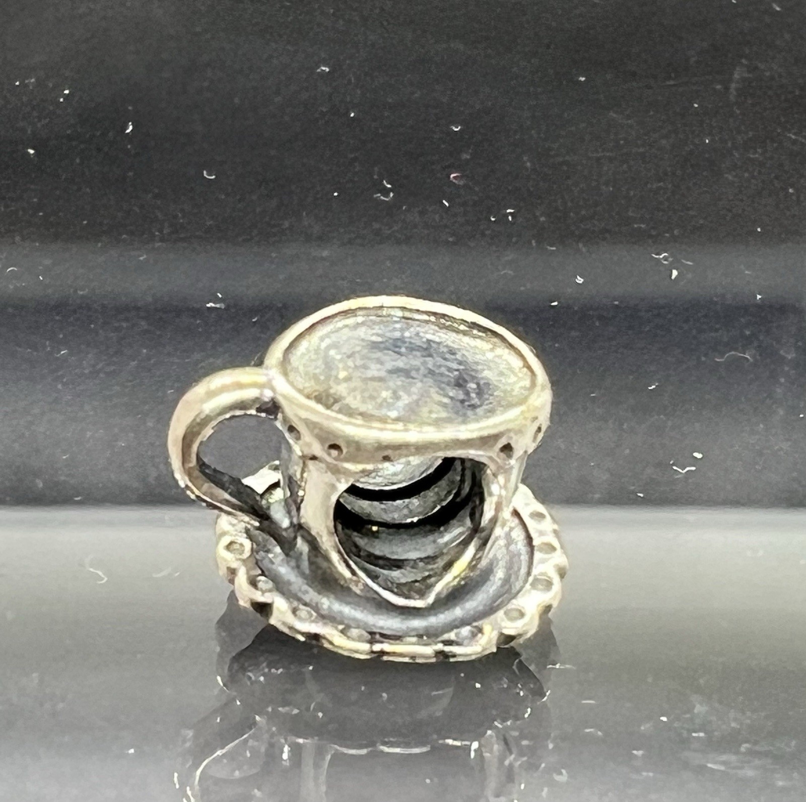 Pandora 925 Sterling Silver Tea Coffee Cup & Saucer Bead Charm Retired