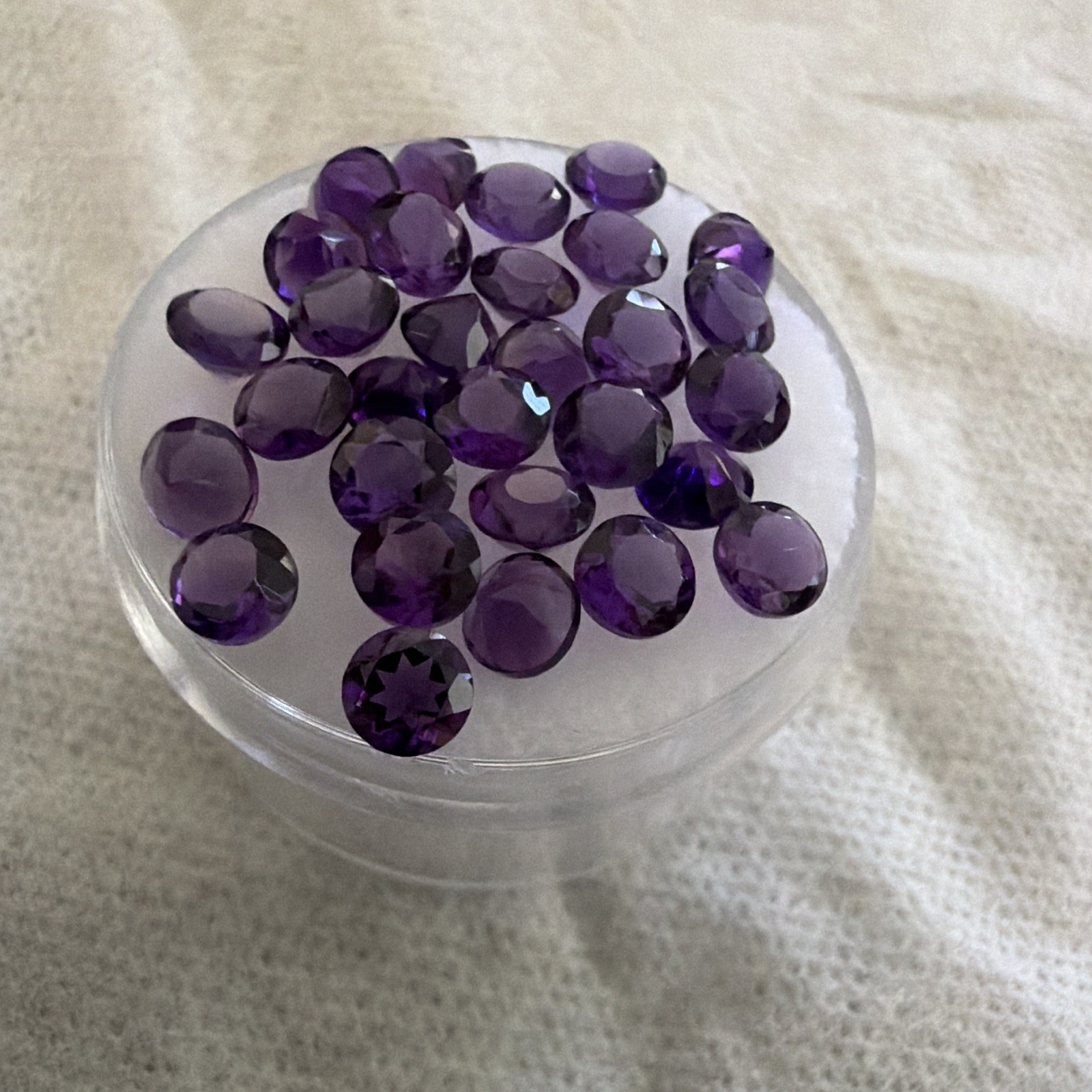 6.90ct Purple Amethyst Round Cut Faceted Loose Gemstones, Transparent #55628