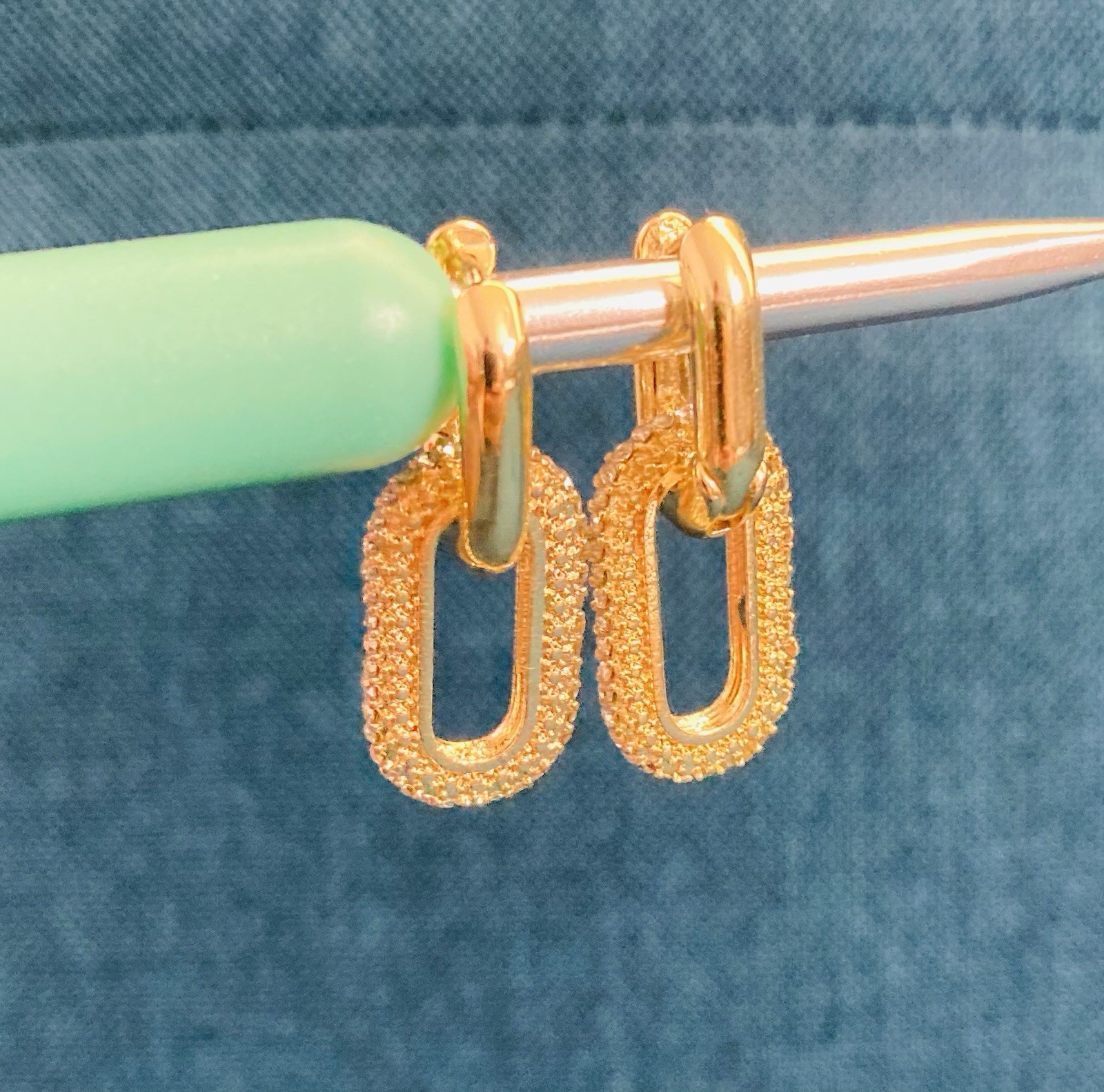 Gold Silver Color Geometric Round Retro Double Loop Design Earrings for Women