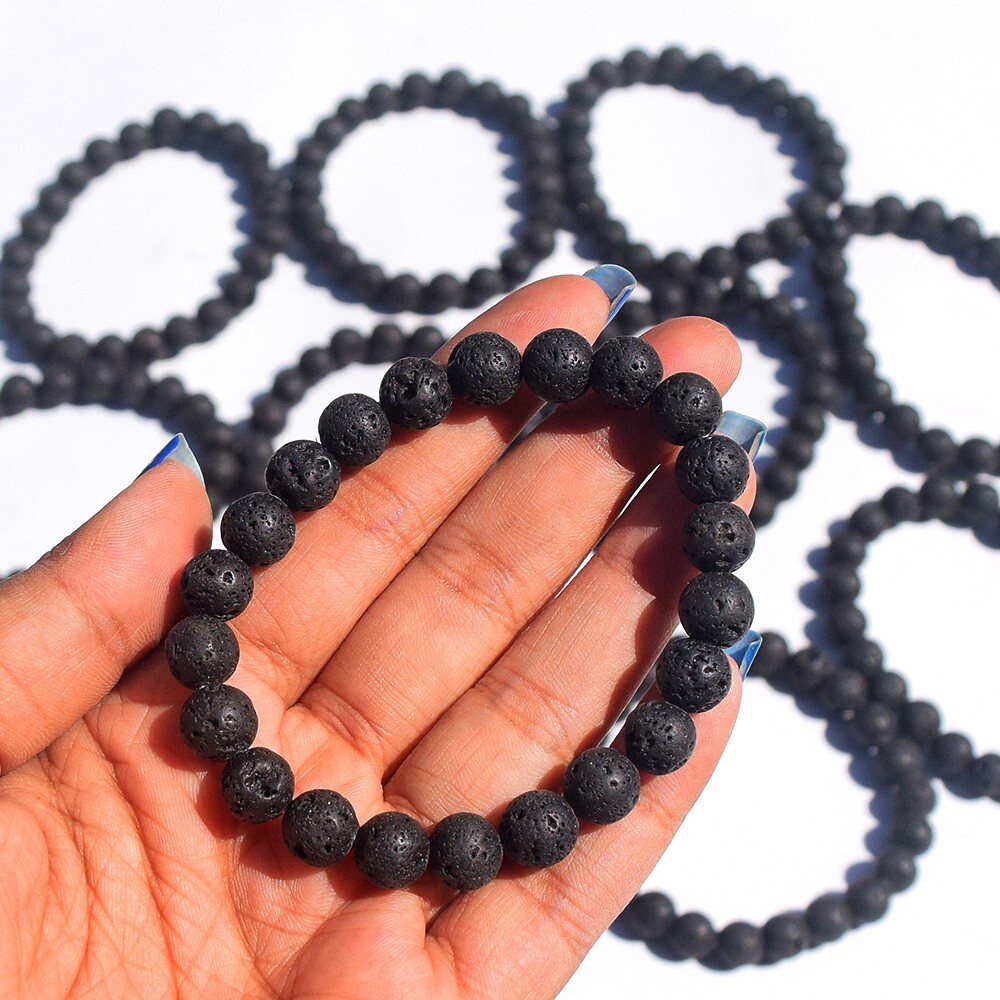 Most Outstanding 81.00 Cts Bracelet 1 Pcs Lava Beaded Stretchable VK 27 E566