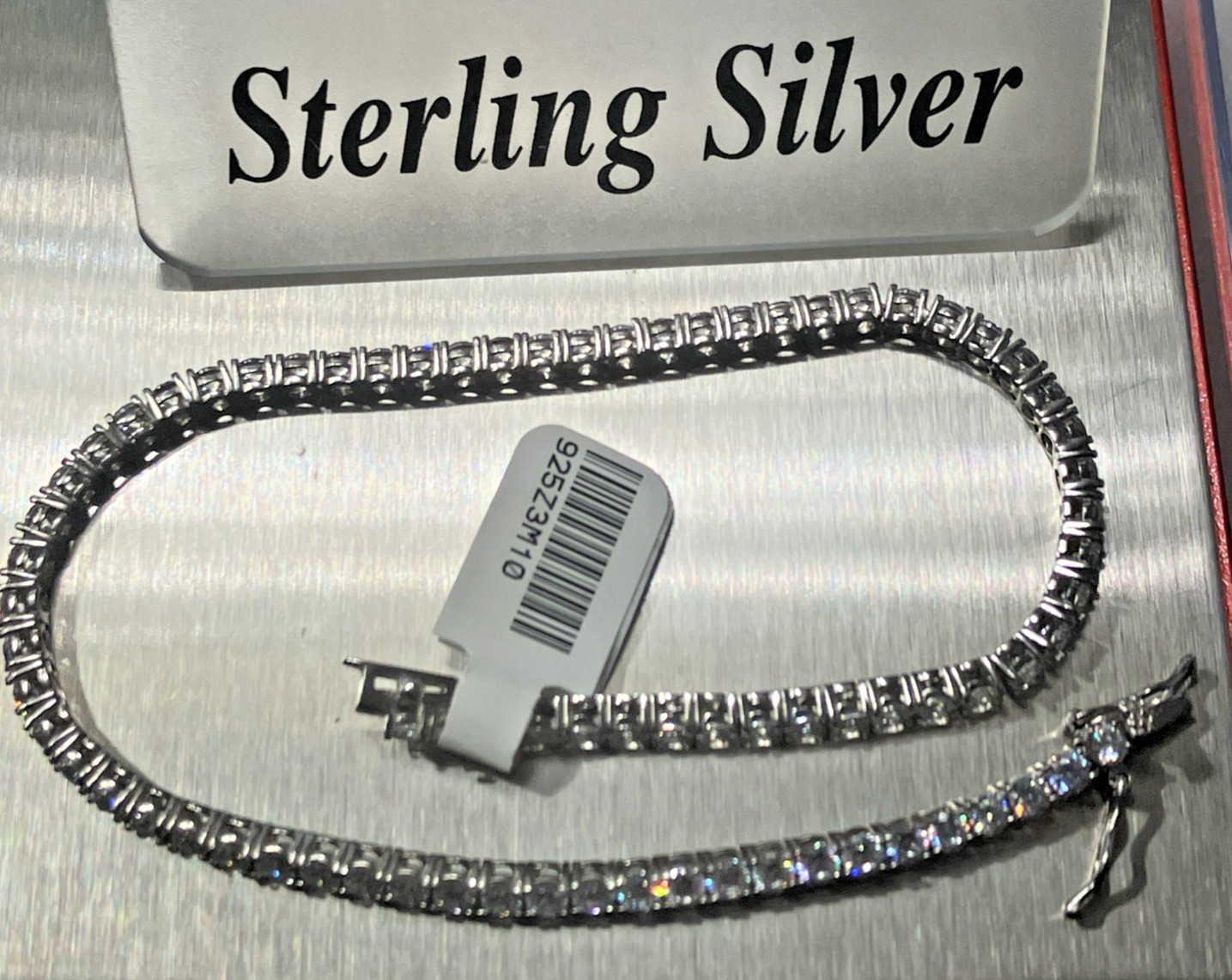 925 Sterling Silver CZ Tennis Ankle Bracelet 12.88grams 3mm 9 To 10inches NWT