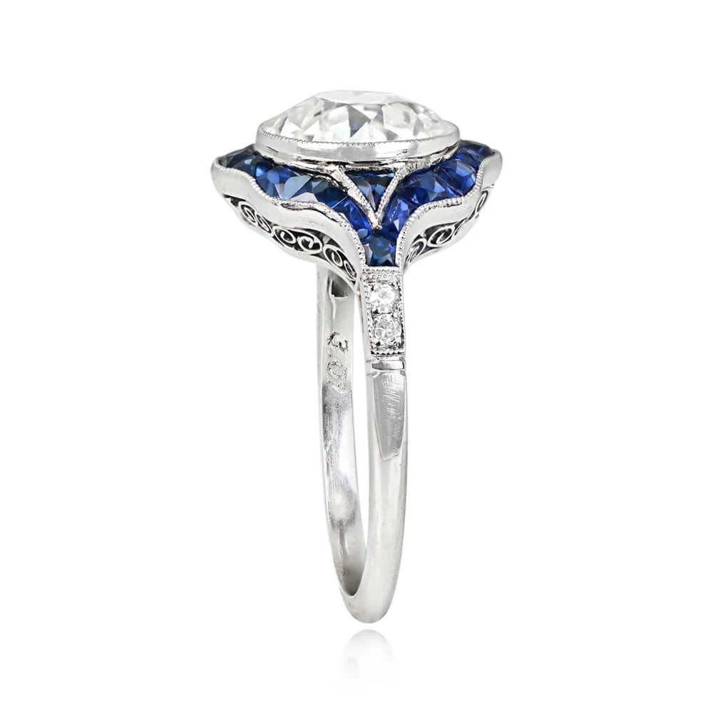 3Ct White Round Bezel Set Retro Style Engagement Wedding Ring Solid 925 Silver