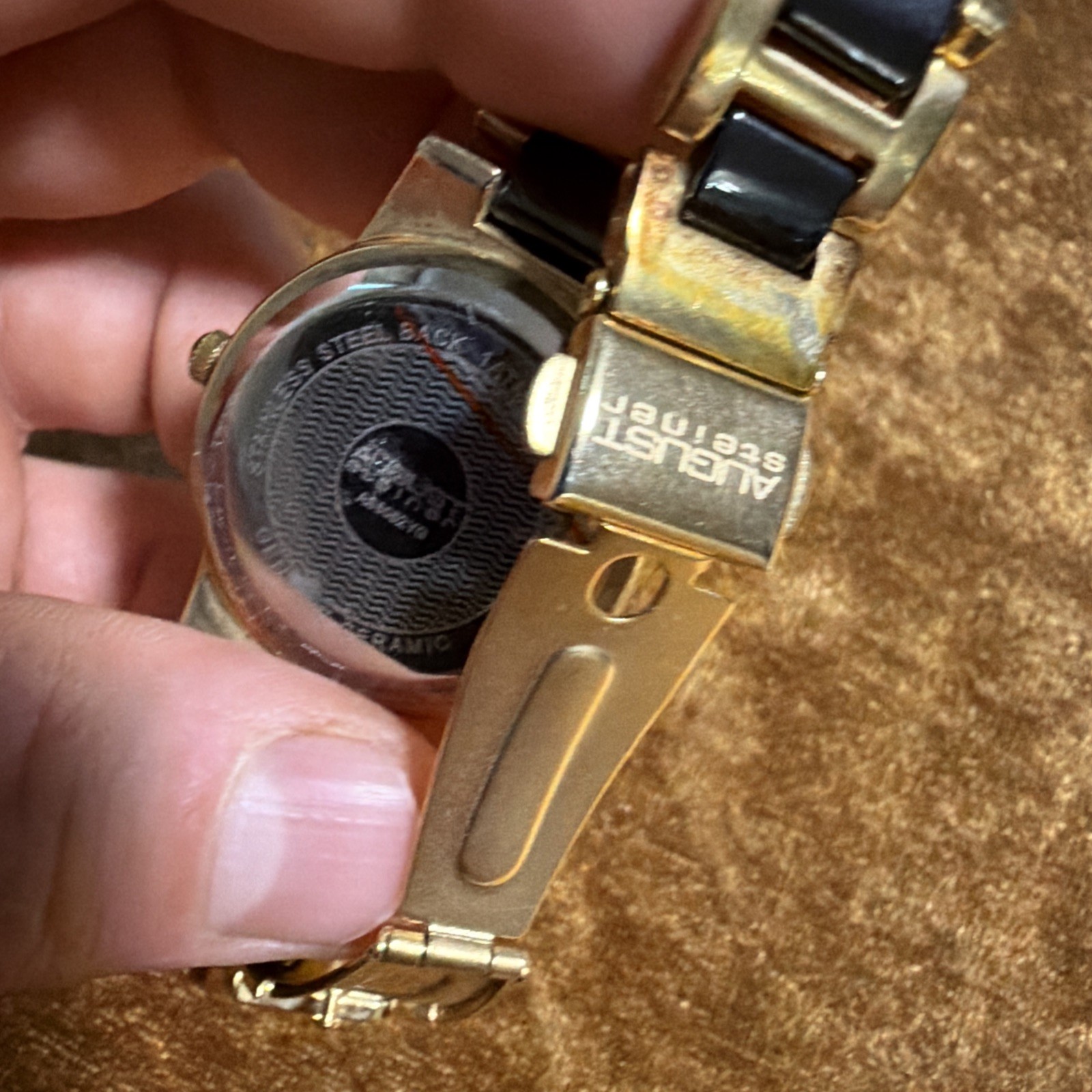 August Steiner AS8052YG Women’s Gold Tone Ceramic Crystal Accent Quartz Watch