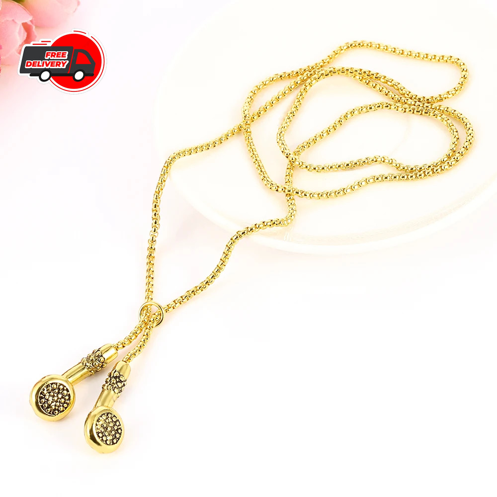 Fashion Necklace Hip-hop Kirsite Music Headphones Earbuds Pendant Metal Men
