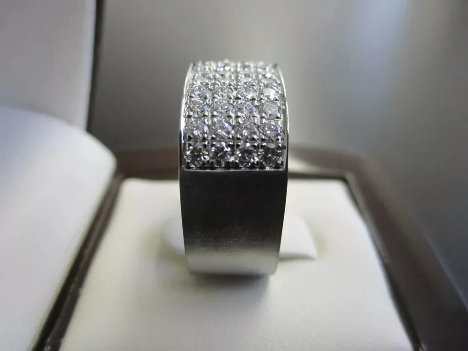 Men’s 3 Ct Round Cut Moissanite Cluster Engagement Ring Real 925 Sterling Silver