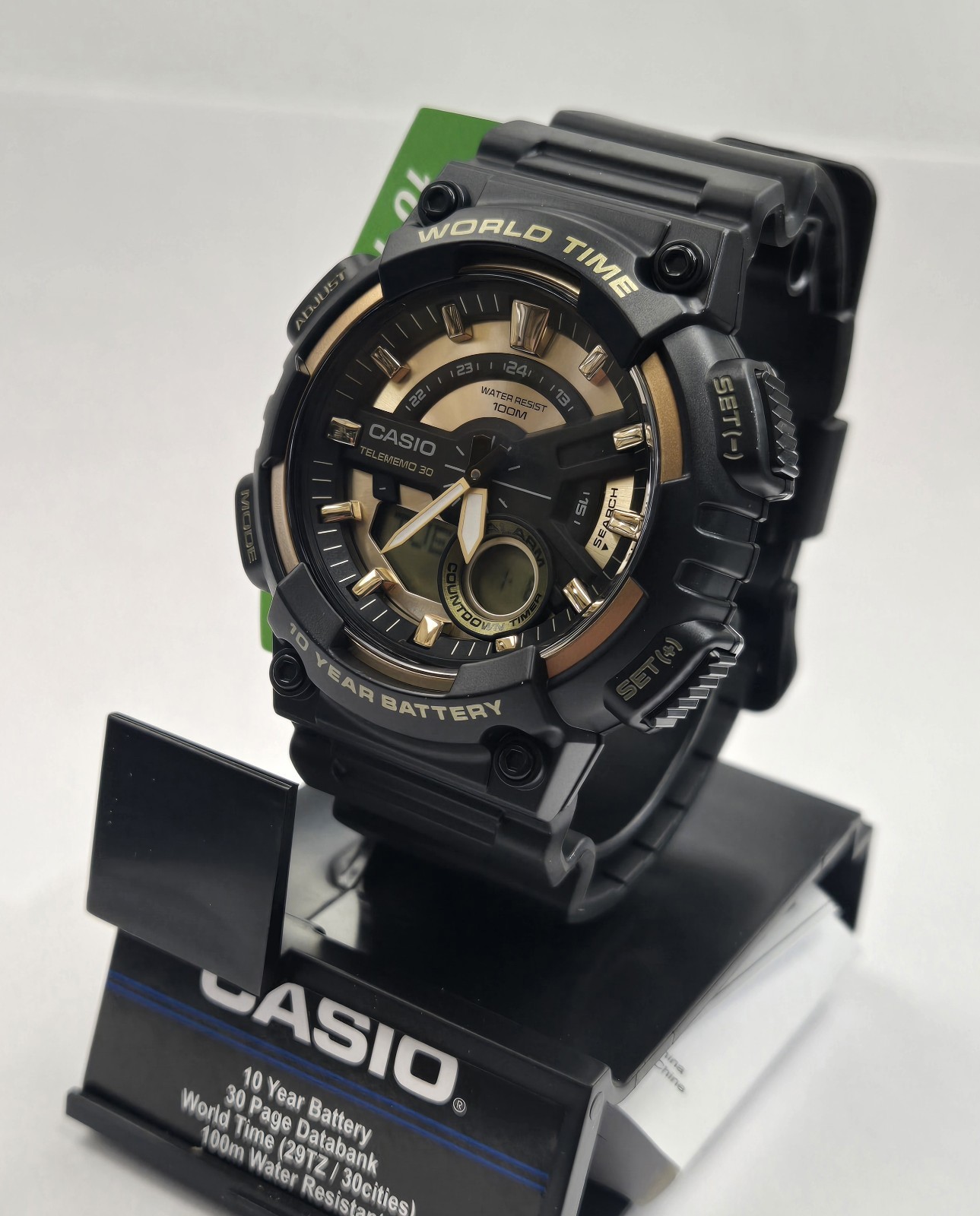 Casio Analog Digital sports watch Black and Gold AEQ110BW-9 AEQ110BW AEQ-110BW