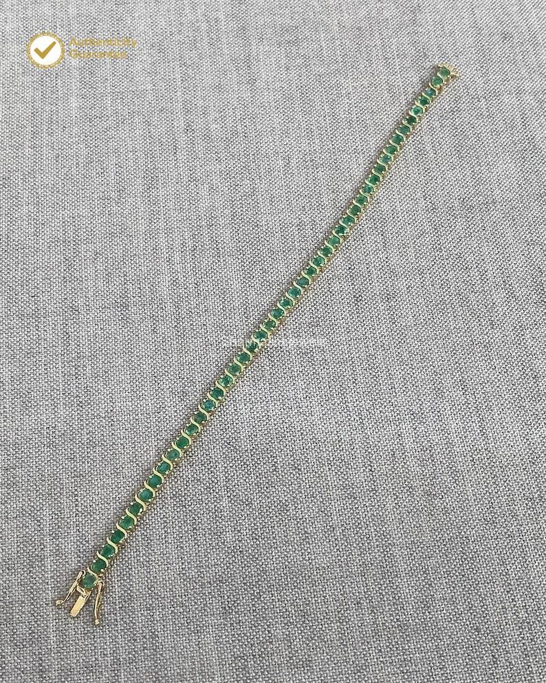 6.50Ct Round Natural Green Emerald Wedding Tennis Bracelet 14k Yellow Gold