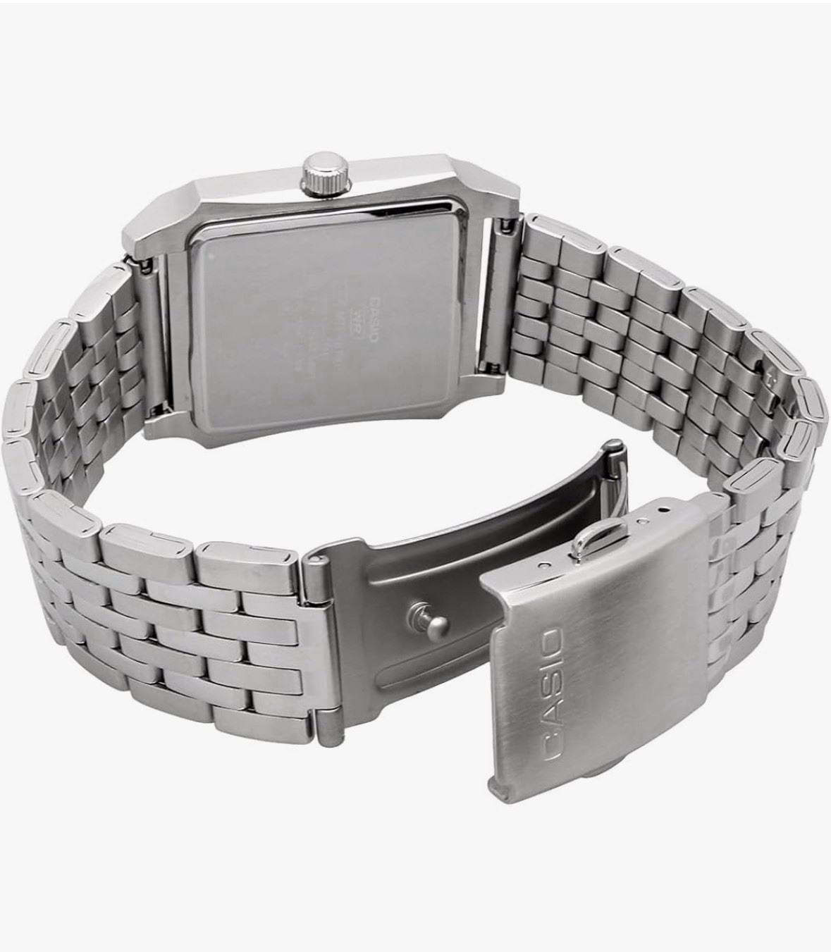 CASIO Vintage Square Stainless Steel Watch White Roman Numeral Dial MTP-B190D-7B