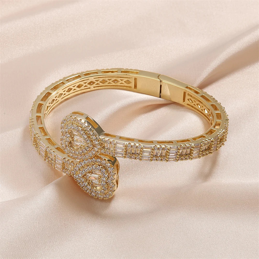 Rhinestone Tennis Chain Bracelets Yupsk 4Pcs/Set Trendy Hip Hop Rock Heart for W