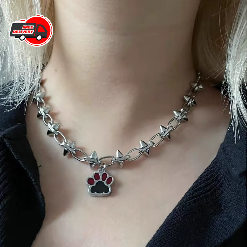 Stainless Steel Silver Color Thorn Heart Choker Necklace For Woman Man Punk Hip