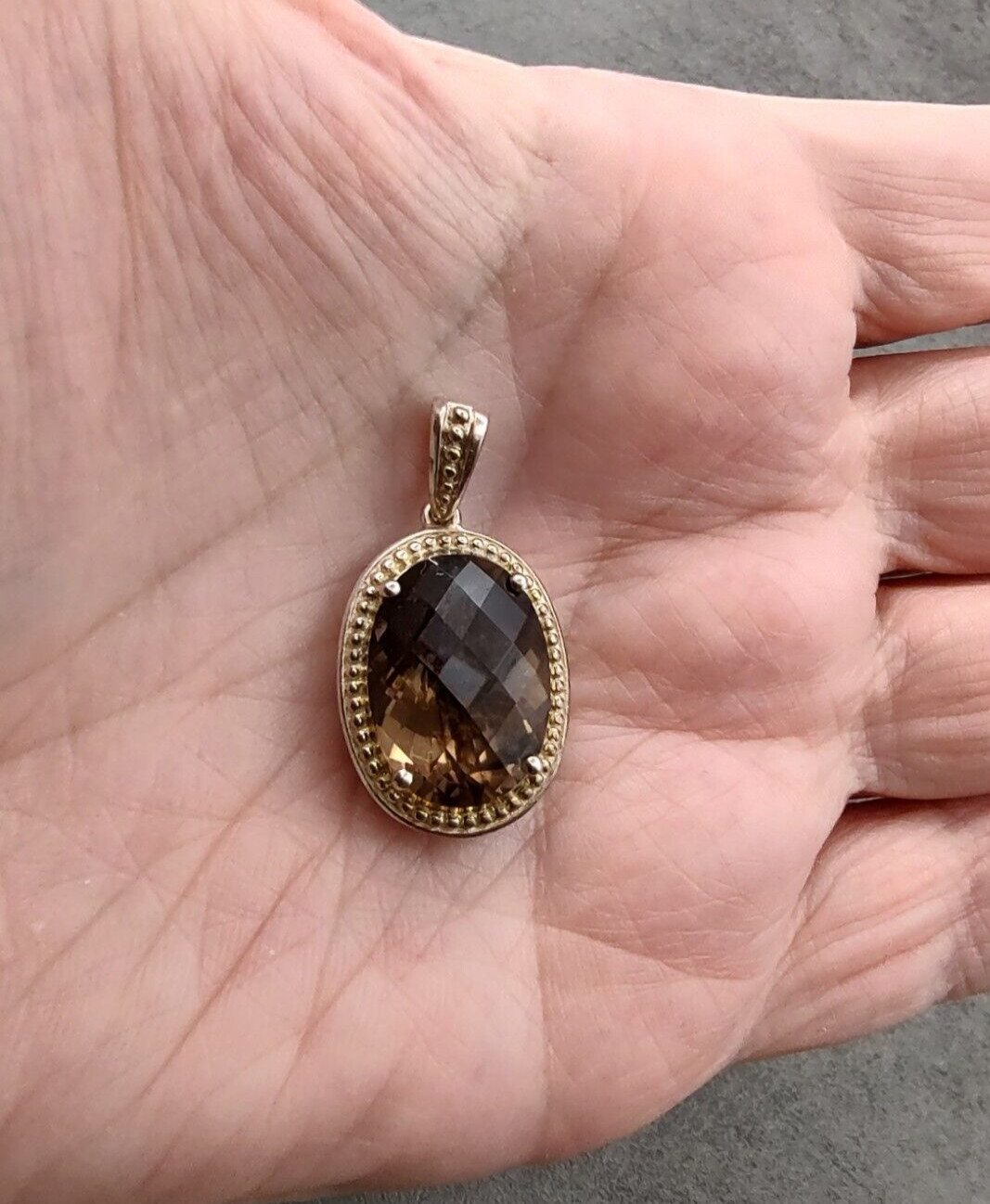 Michelle Albala Sterling Silver Smoky Quartz & Diamond Rev Pendant & Earrings