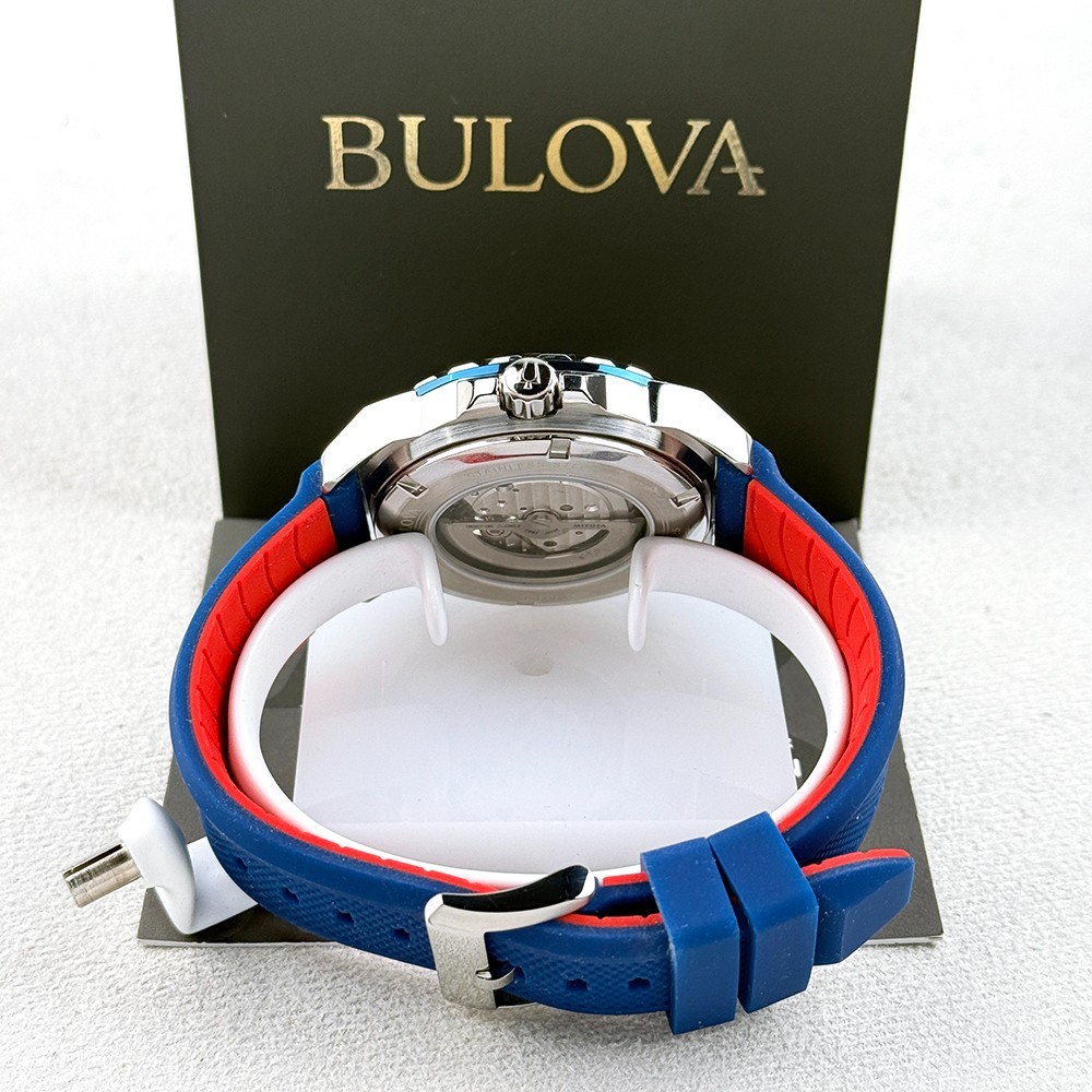 Bulova Men’s Marine Star White Dial Rubber Strap Automatic Watch 98A225