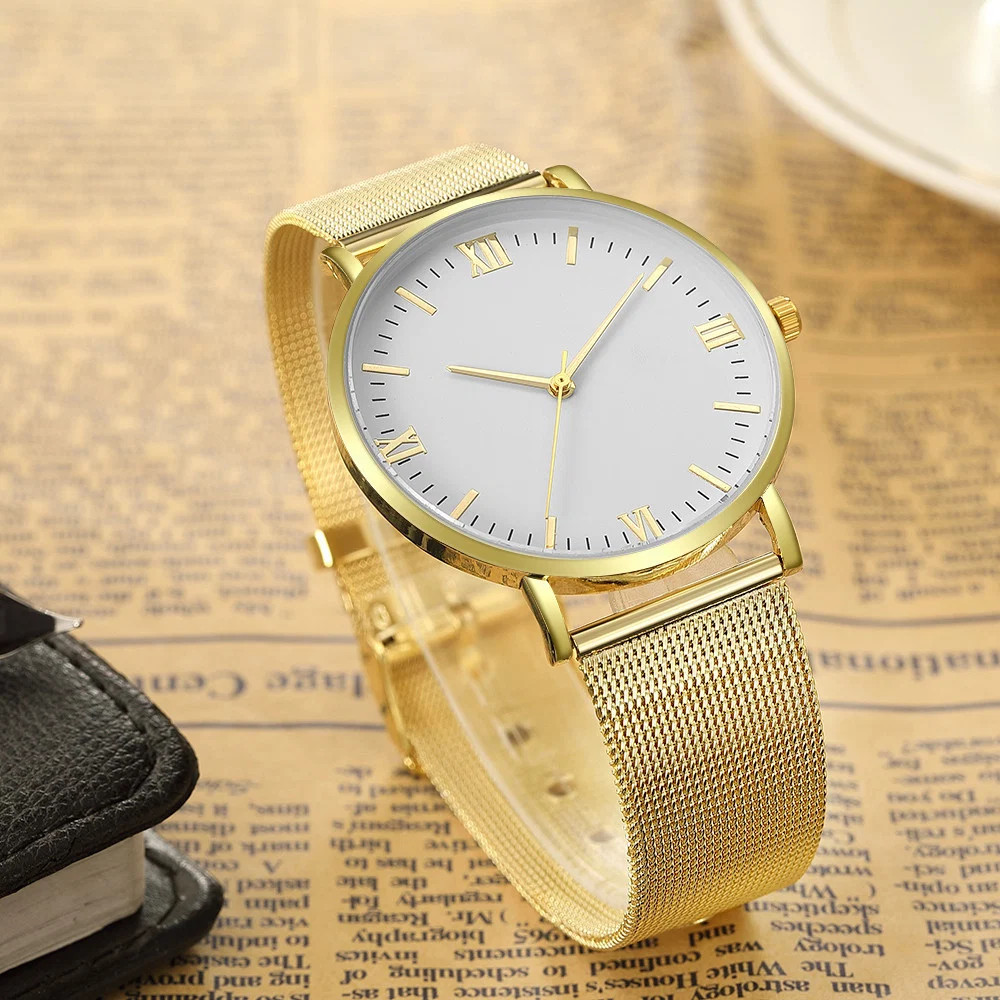 Mens Casual Quartz Watch 40mm Dial 8mm Case Stainless Buckle Water Resistant 10m