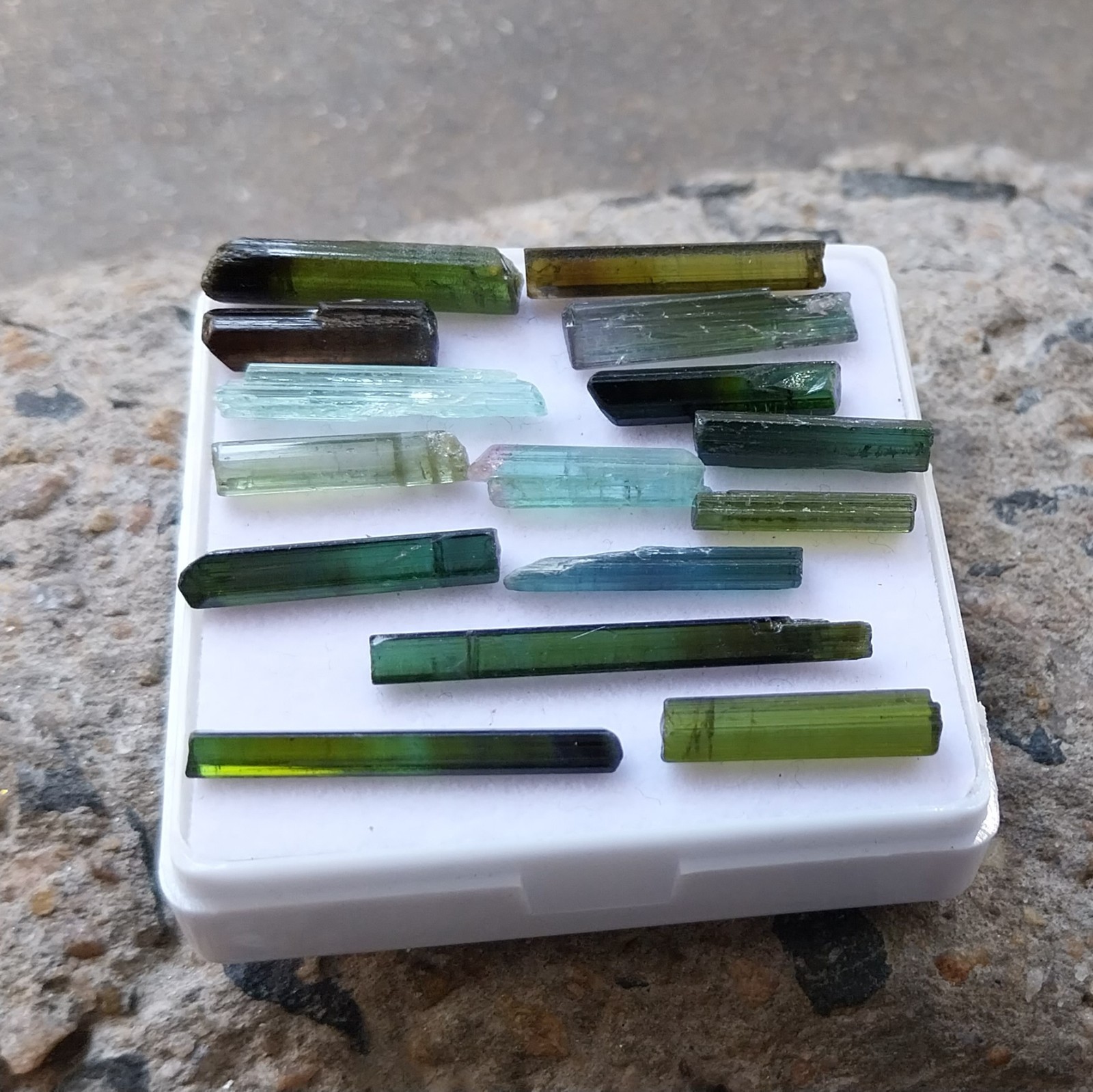 38 Carat 15 to 30 MM Natural Multi Tourmaline Raw Rough Pencil 15 Piece Lot