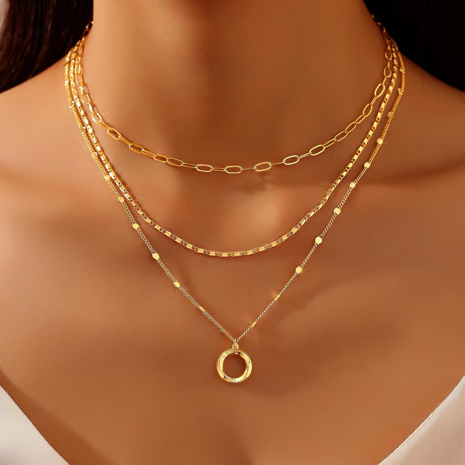 Layered 14K Gold Plated Necklace for Women, Trendy Stackable Fashion Daintycircl