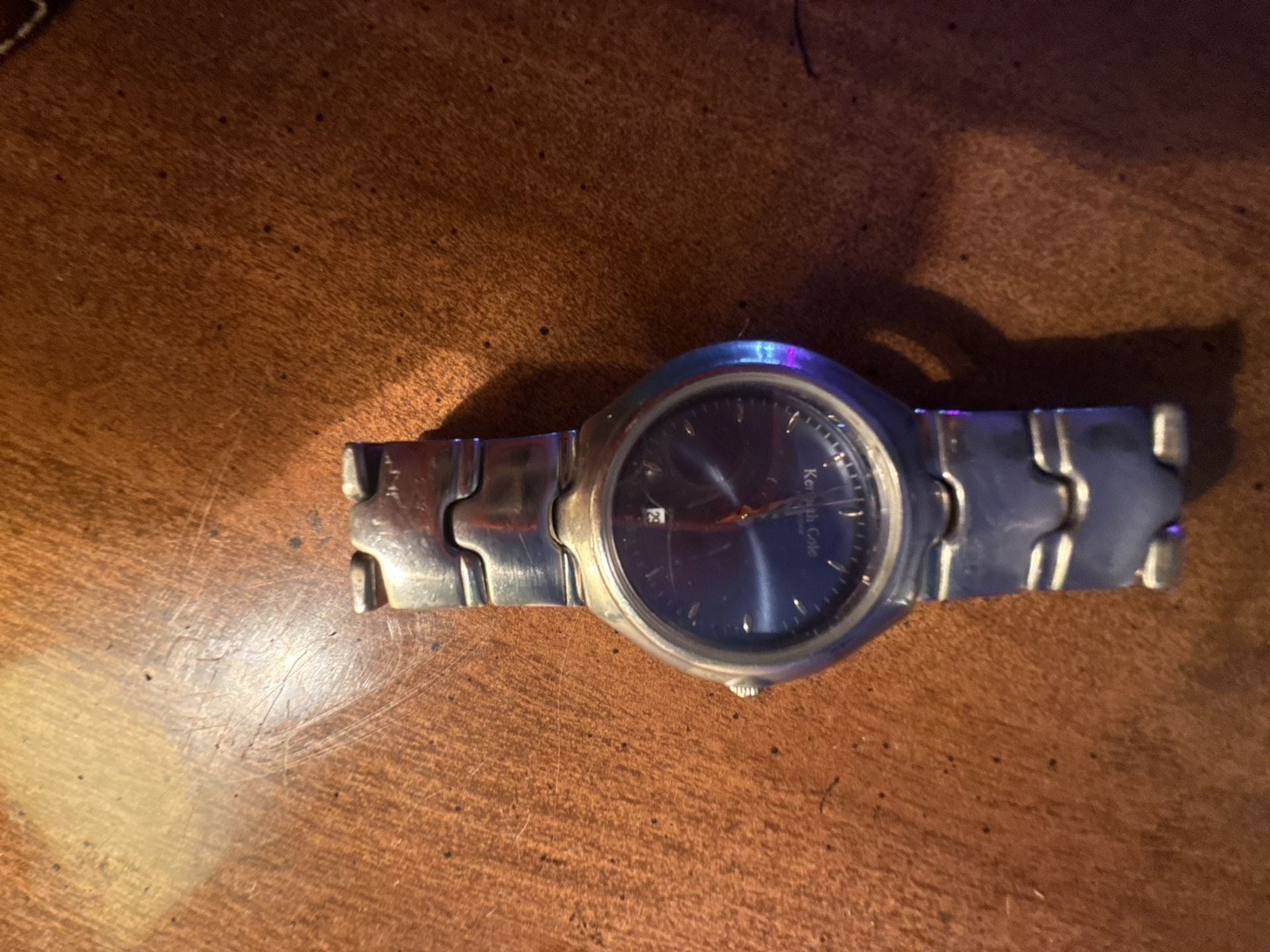 Kenneth Cole Stainless Steel Quartz Analog Watch with Blue Metallic Dial and Dat