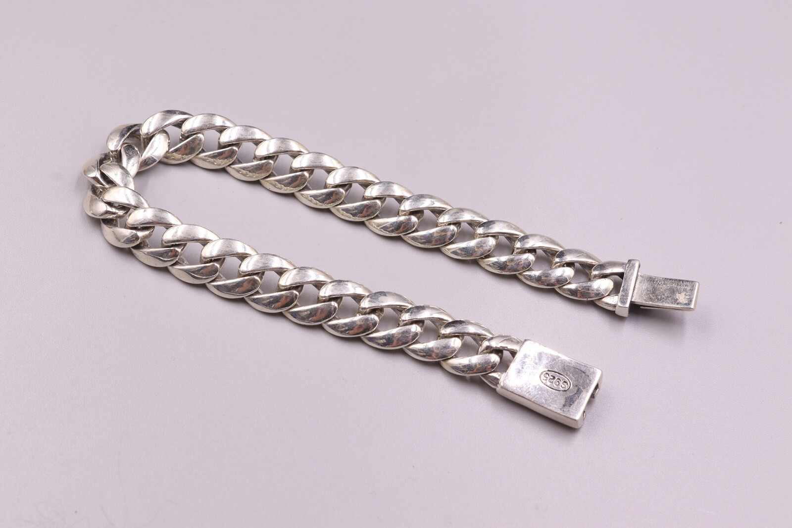 Men’s Solid 925 Sterling Silver Bracelet 10mm Cuban Curb Link Chain 8.26inch