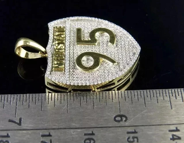 3.75 Ctw Round Cut Real Moissanite Cluster 95 Pendant 14K Yellow Gold Plated.