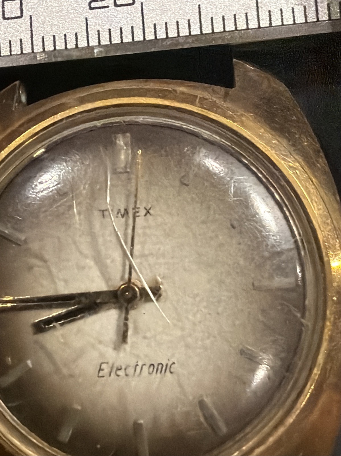AJ21 VTG Timex Electric Dynabeat Watch Large Case GoldTone Parts Repair Restore