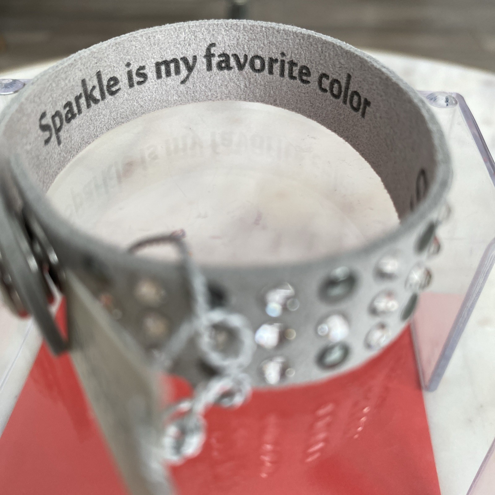 Grey suede-like wrap bracelet made with Swarovski Elements