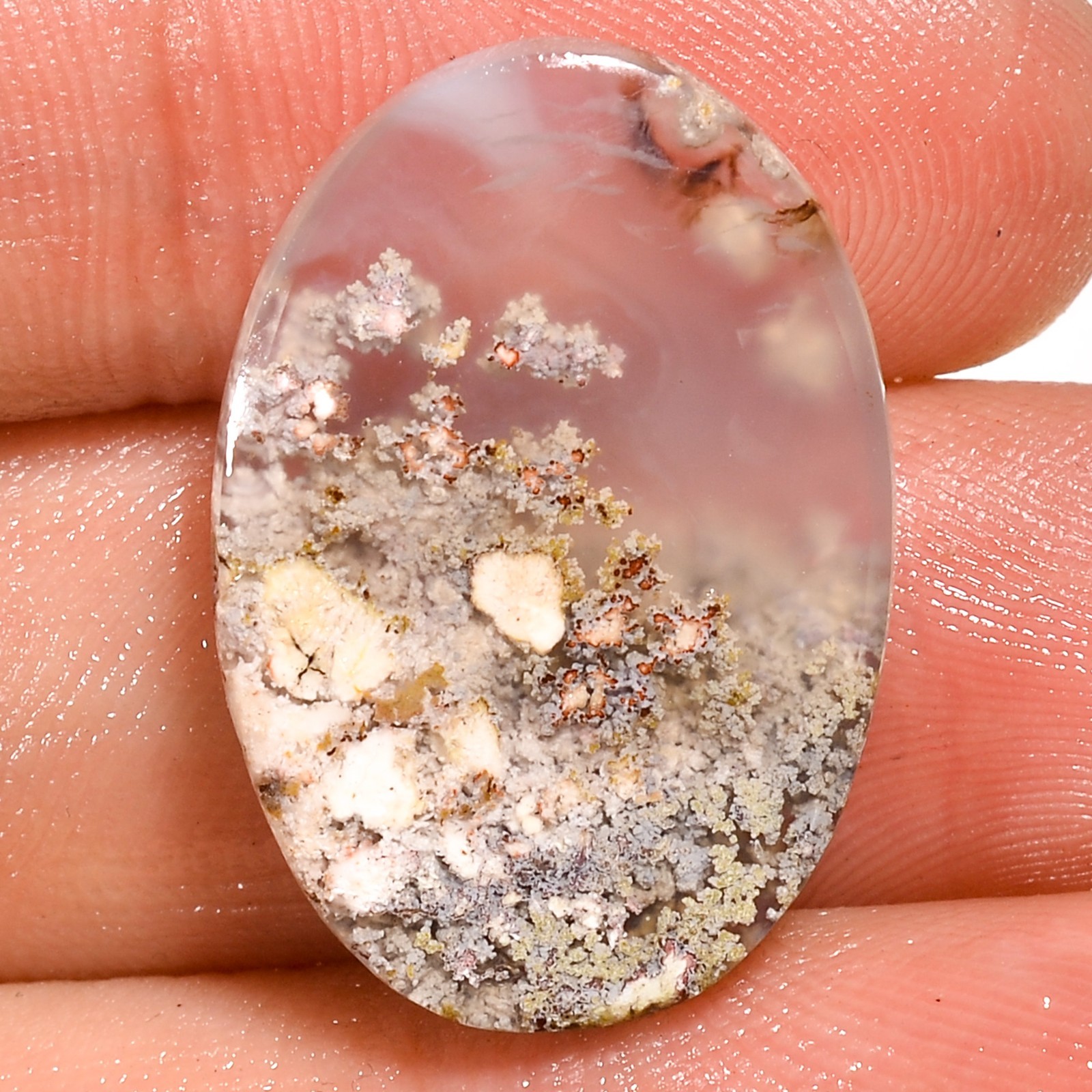 14.70Ct Natural Excellent Indonesian Moos Agate Gemstone Oval Cabochon 16X24X5mm