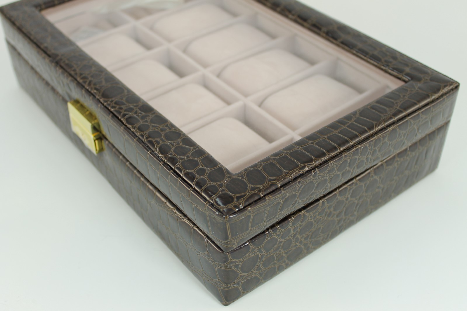 8 Slot Pillow Brown Leather Watch Case Box Jewelry Cufflinks Ring Organizer