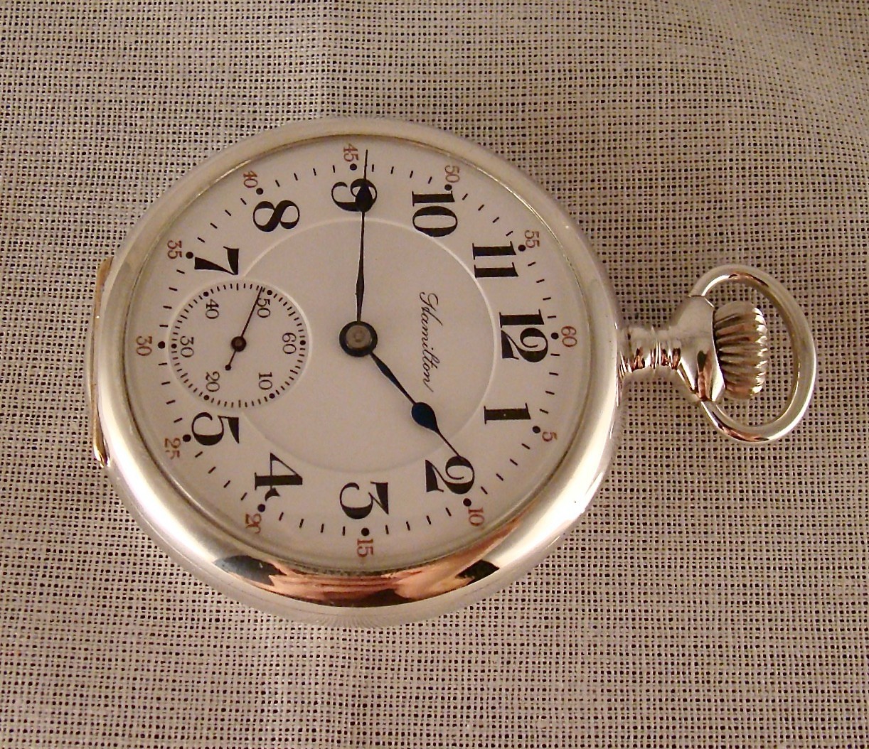 ANTIQUE HAMILTON “992” 21j STERLING SILVER SIZE 16s OF RAILROAD POCKET WATCH