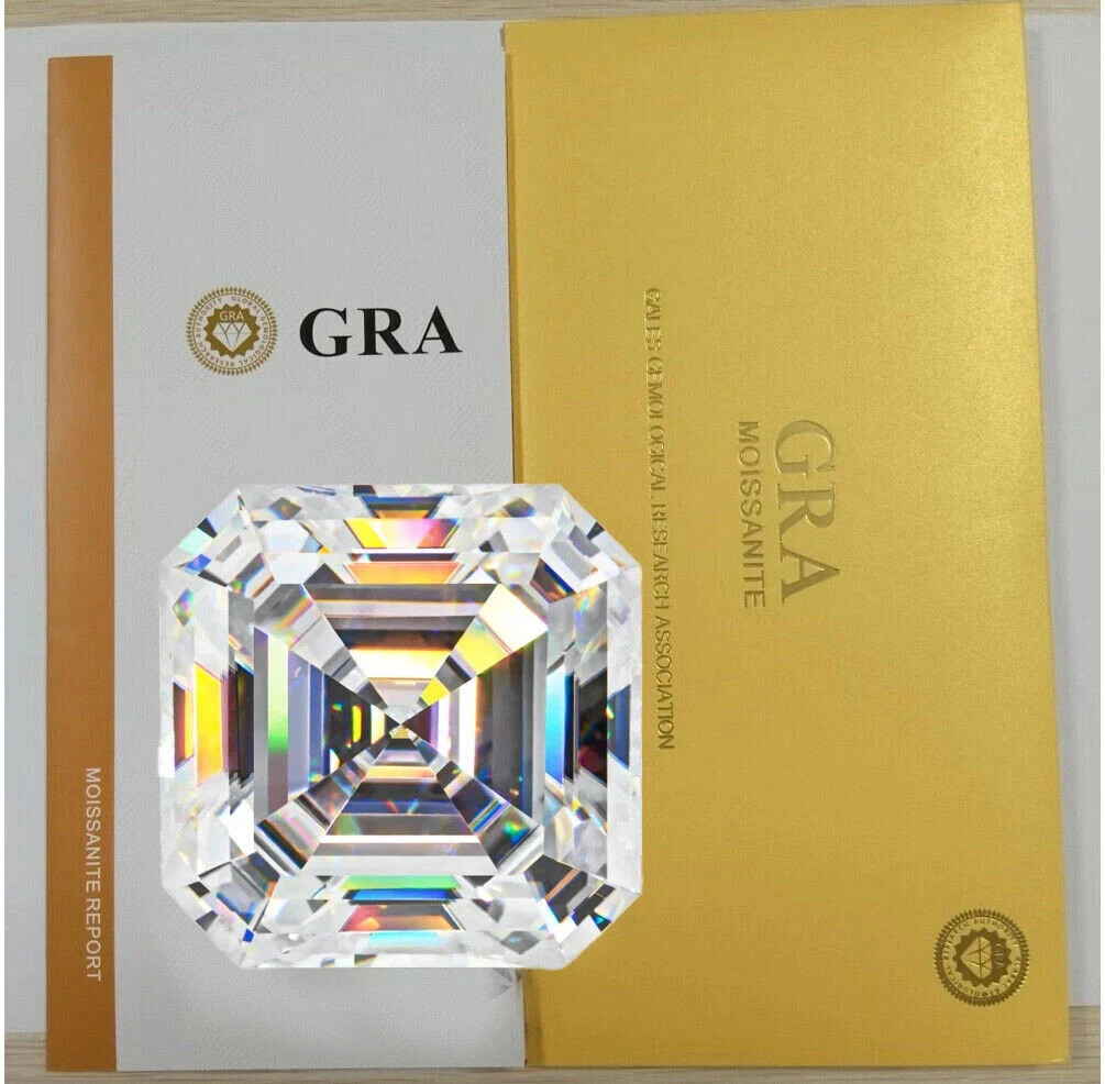 GRA Certified Loose Moissanite Asscher Stones D VVS1 All Sizes