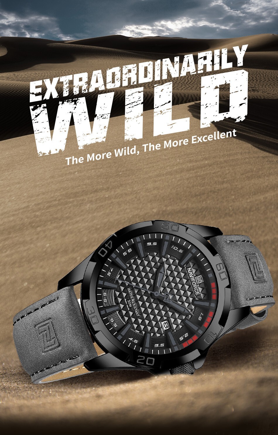 Top Brand NAVIFORCE Men’s Quartz Wrist Watch Sports Shockproof Waterproof Leathe