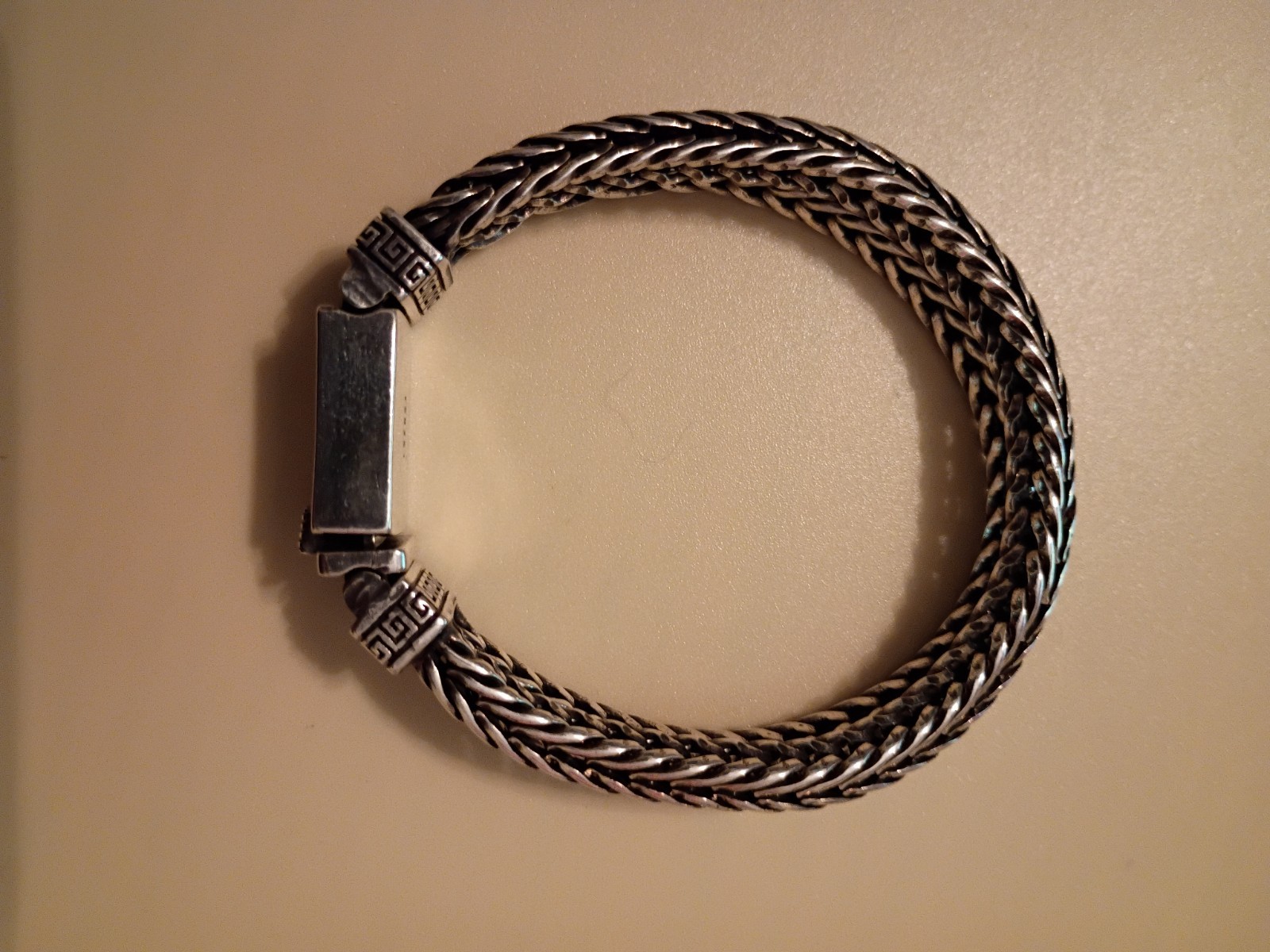 Woman’s 925 Sterling Foxtail Double Chain Bracelet 7″ New Safety Lock Exc Cond!