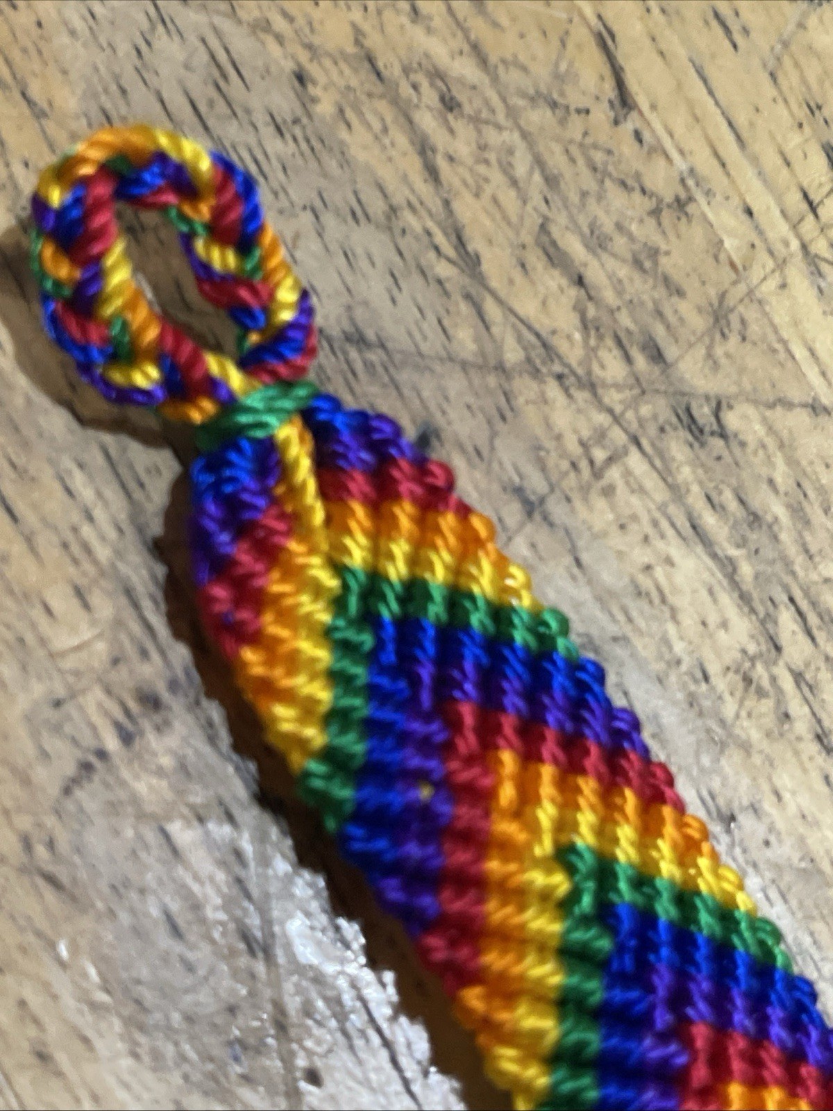 Rainbow Colors Woven Friendship Bracelet: Hand Made In Mexico, 9” Long 3/4” Wide