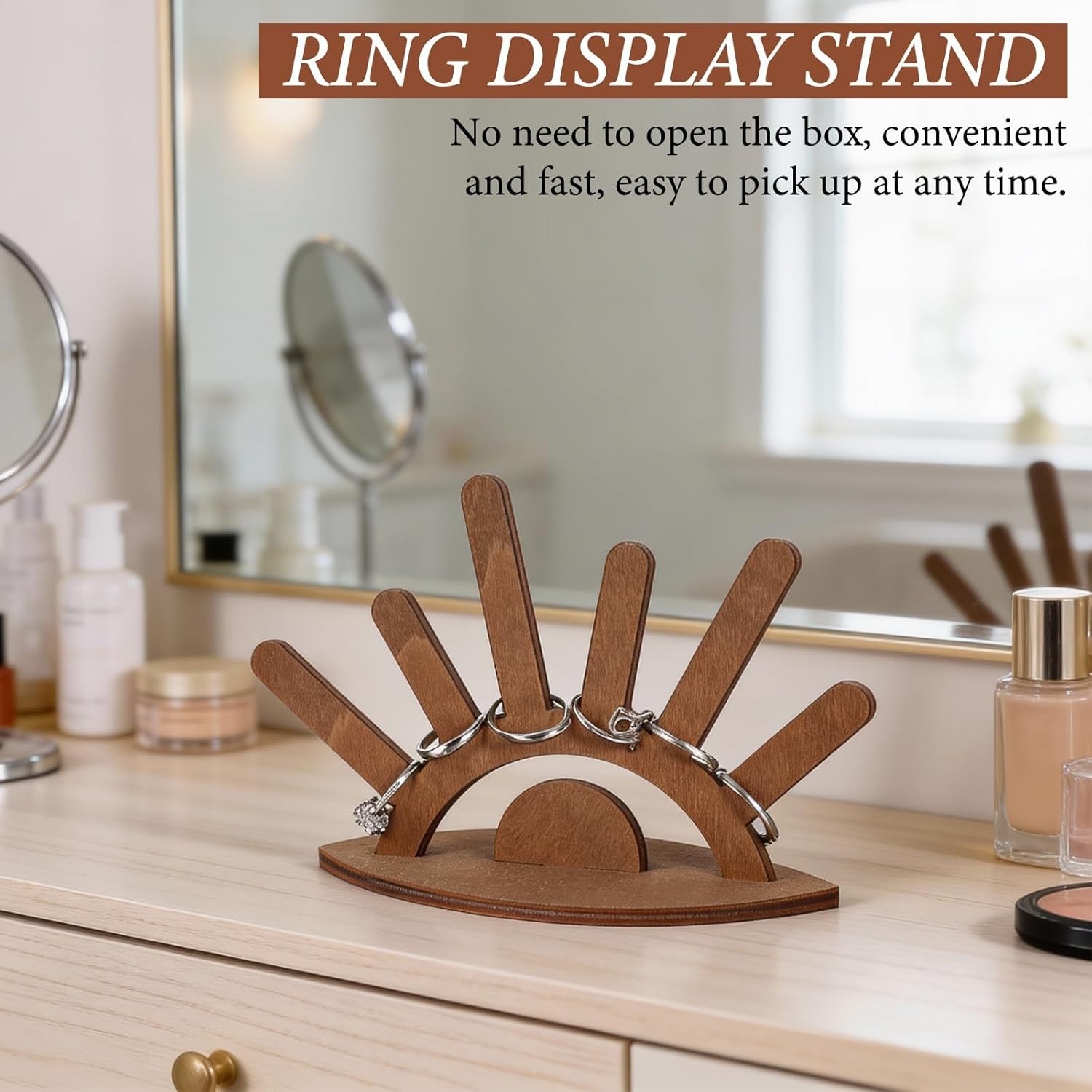 Thinp Ring Display Stand, Wooden Ring Holder Creative Jewelry Stand for Rings