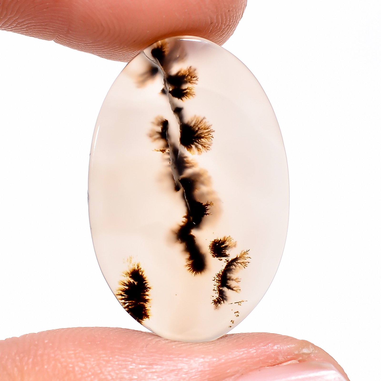9.05Cts.100%Natural Scenic Dendritic Agate Oval Cabochon 15x24x2mm Loose Gems