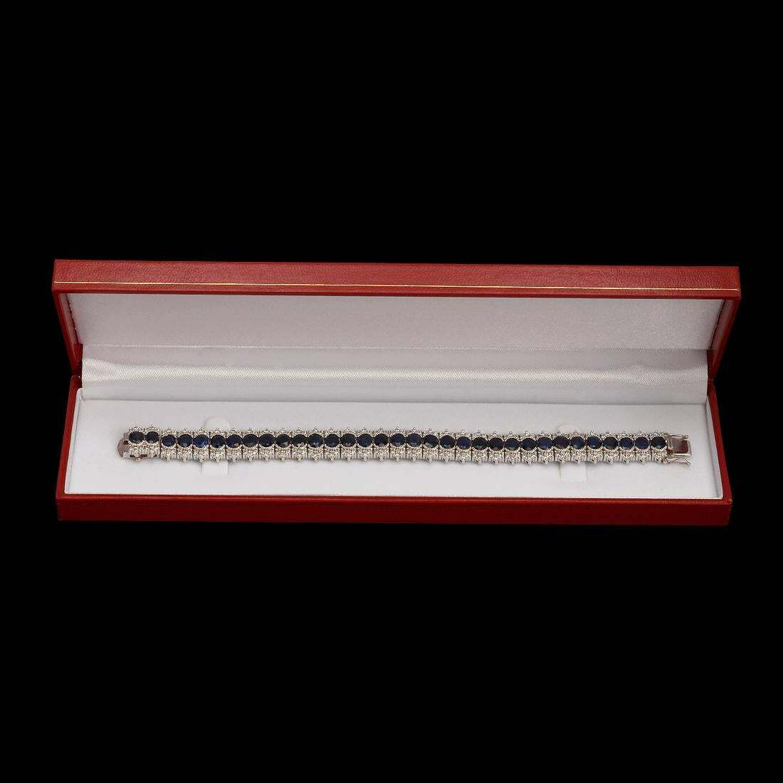 Royal Blue Bezel Set Oval Cut 23.14CT Sapphire With 5.16CT CZ Tennis Bracelets