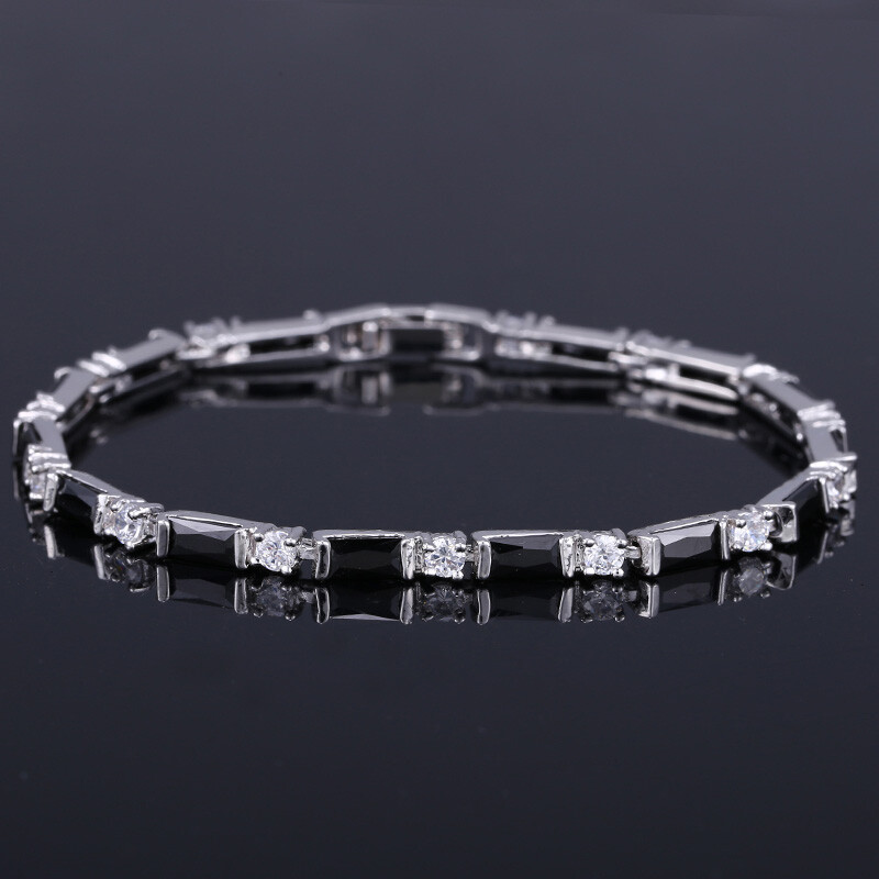 Silver Plated Fashion CZ Red Green Blue Crystal Charm Tennis Bracelets for Women